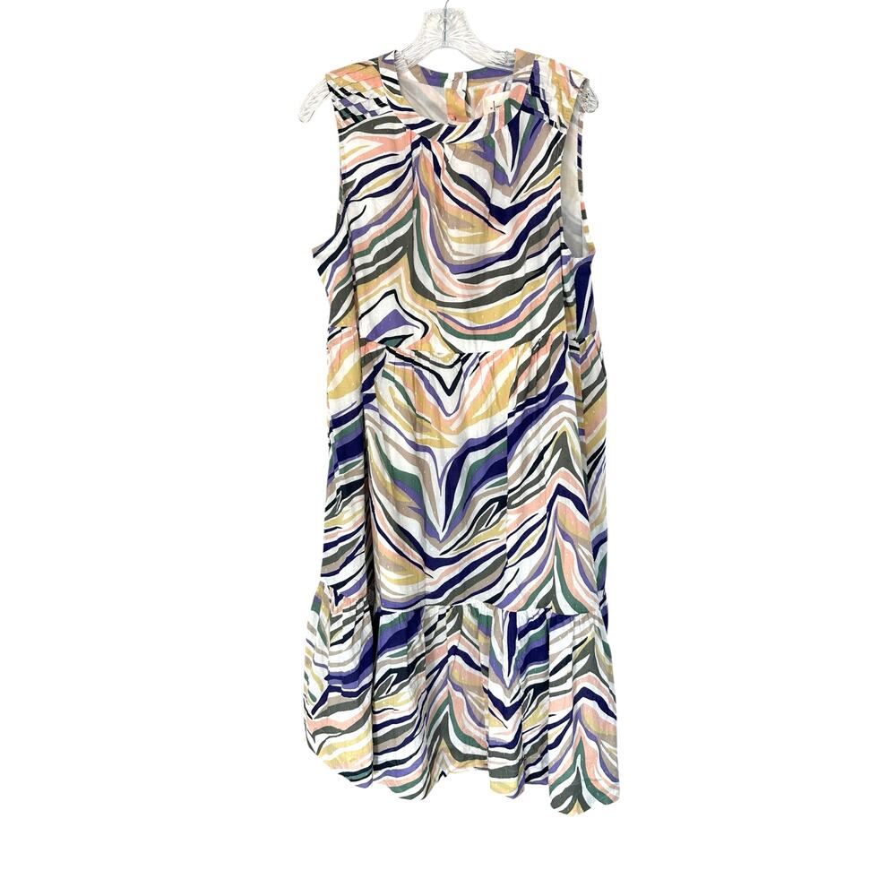 Anthropologie Multicolor‎ Faustina Button Back Sleeveless Midi Dress Size 16